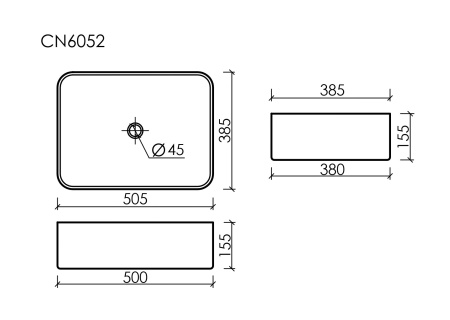 Раковина накладная 50см Ceramica Nova Element CN6052 белый